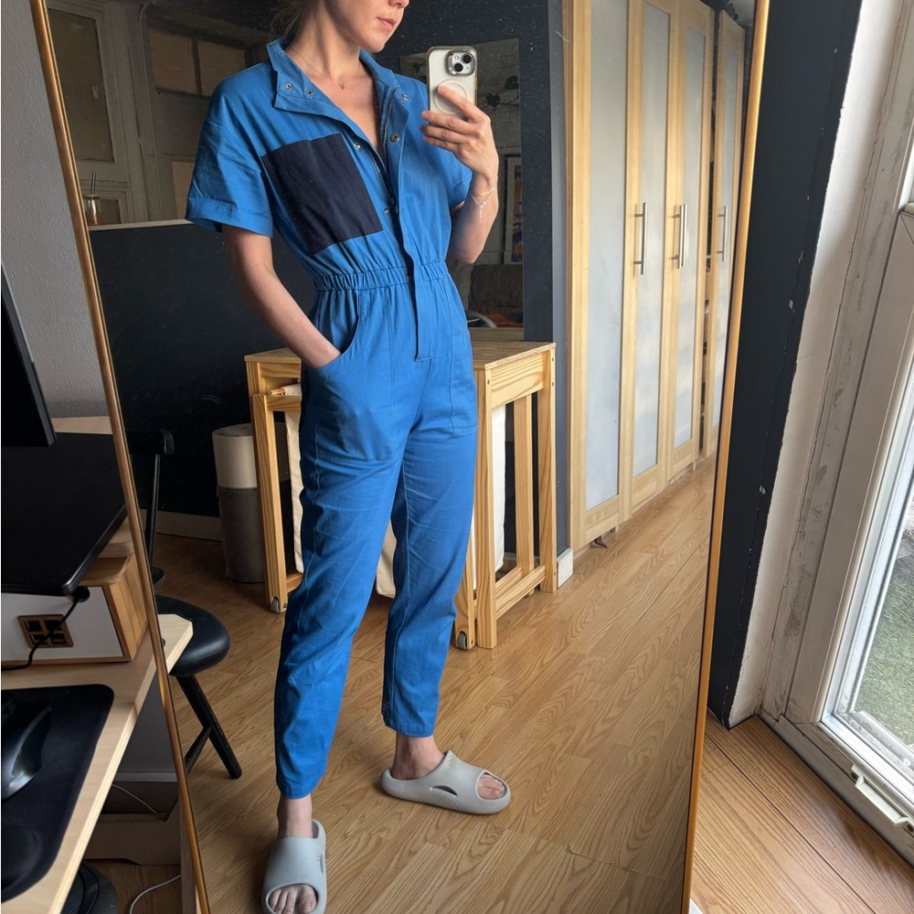 Fashion Brand Company Blue Utility Jumpsuit